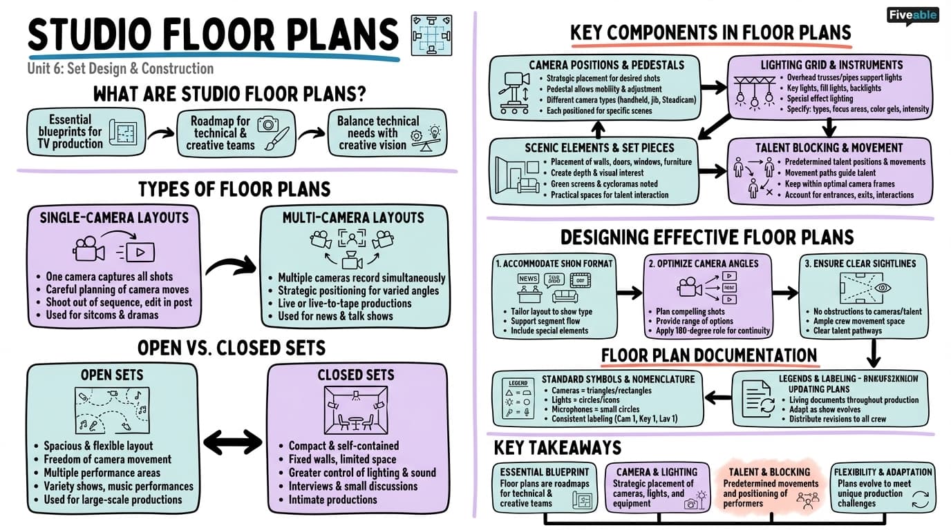 6.1 Studio floor plans - TV Studio Production - Unit 6 visual cheatsheet