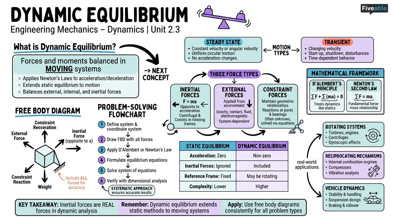 2.3 Dynamic equilibrium - Engineering Mechanics – Dynamics - Unit 2 visual cheatsheet