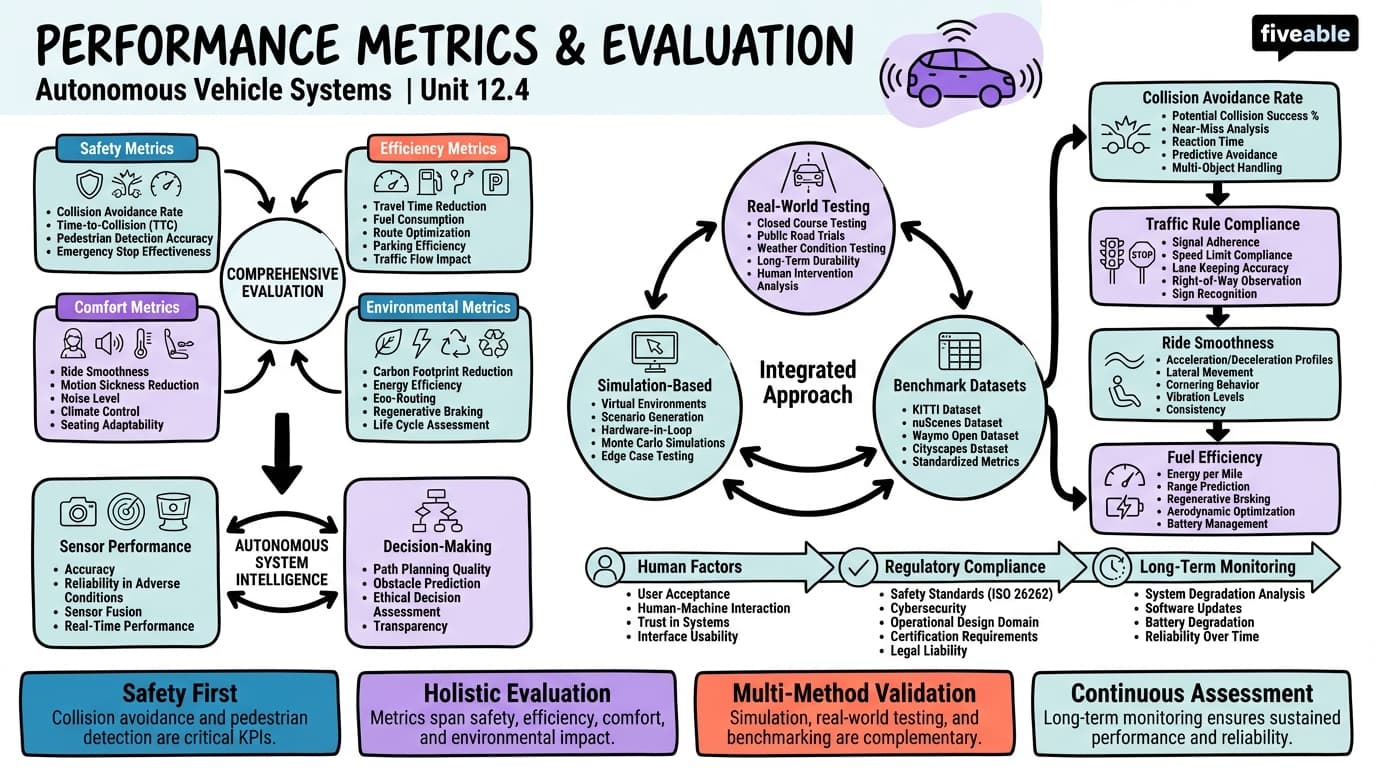 12.4 Performance metrics and evaluation - Autonomous Vehicle Systems - Unit 12 visual cheatsheet