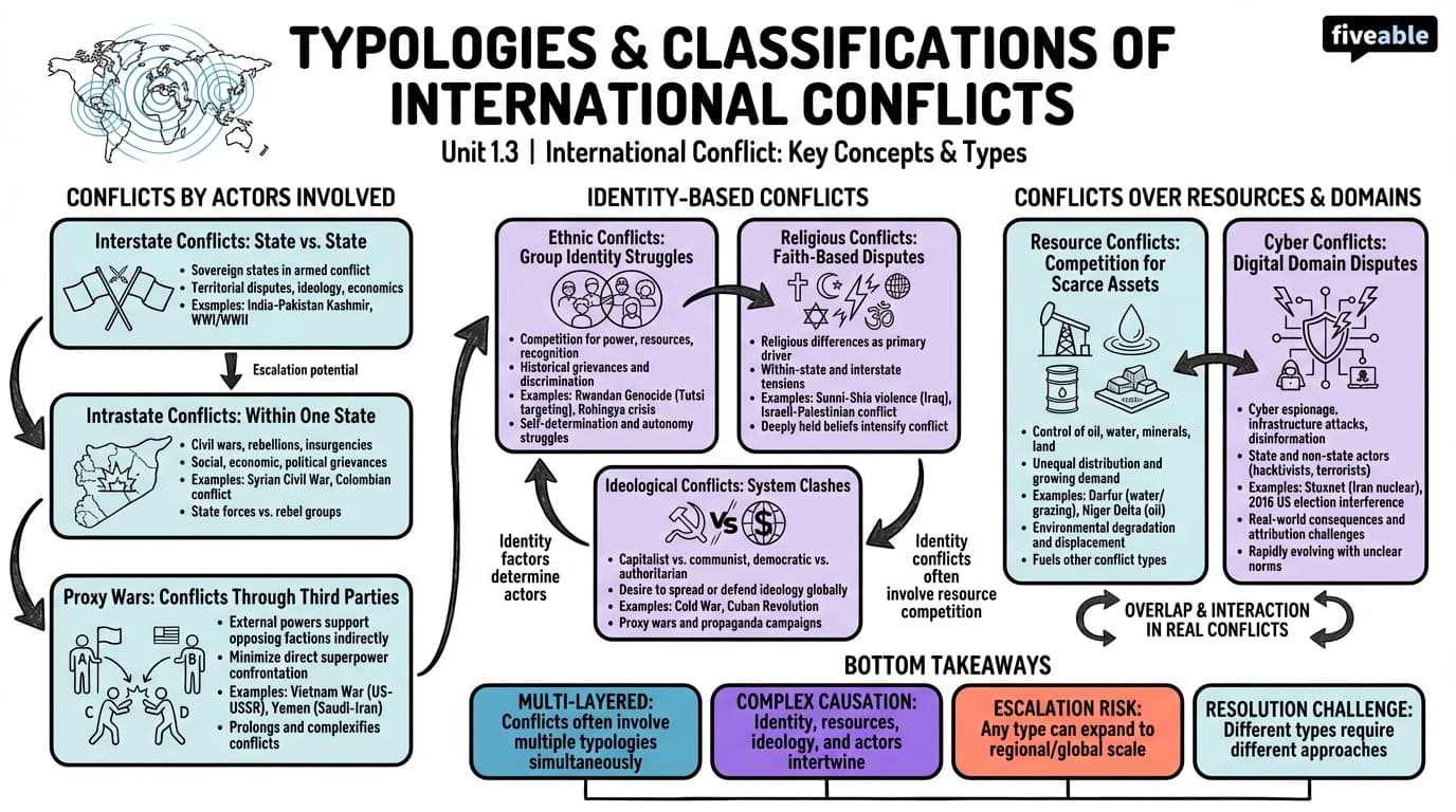 1.3 Typologies and Classifications of International Conflicts - International Conflict - Unit 1 visual cheatsheet