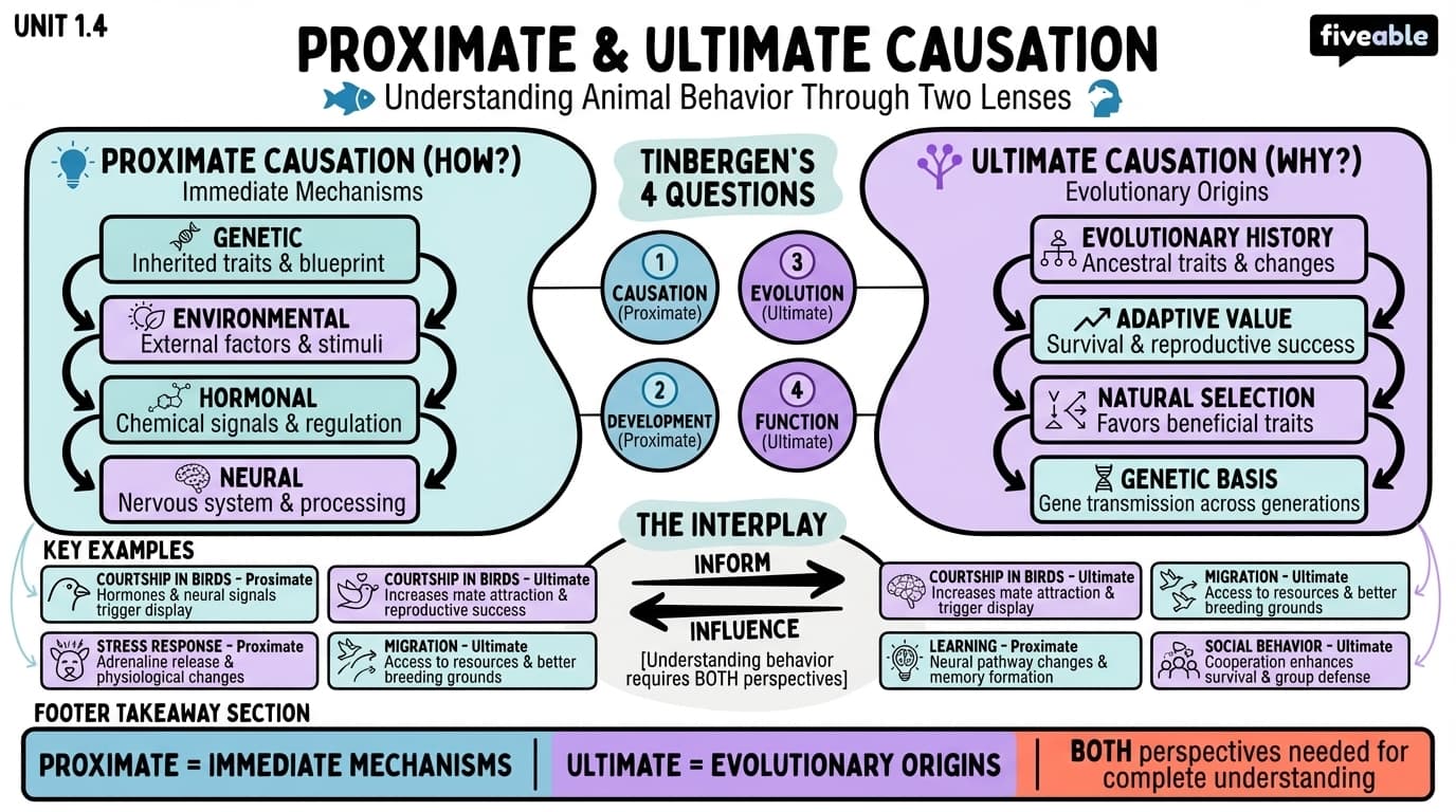 1.4 Proximate and ultimate causation - Animal Behavior - Unit 1 visual cheatsheet