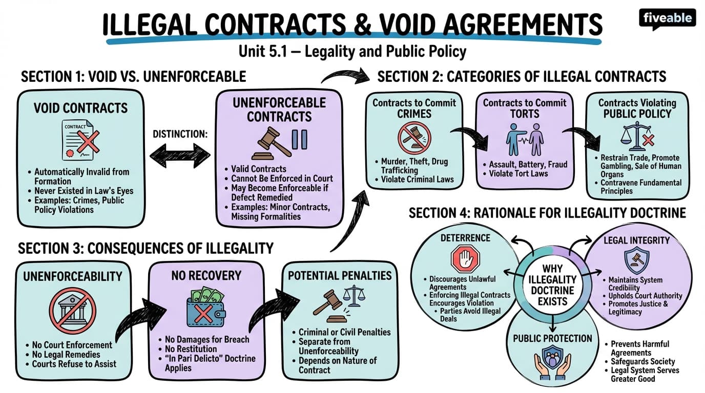 5.1 Illegal Contracts and Void Agreements - Contracts - Unit 5 visual cheatsheet