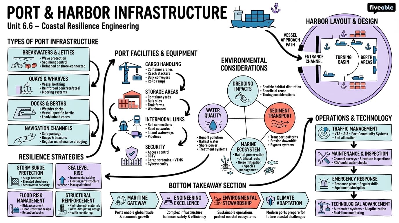 6.6 Port and harbor infrastructure - Coastal Resilience Engineering - Unit 6 visual cheatsheet