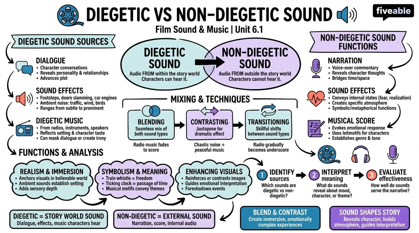 6.1 Diegetic and non-diegetic sound - Film History and Form - Unit 6 visual cheatsheet