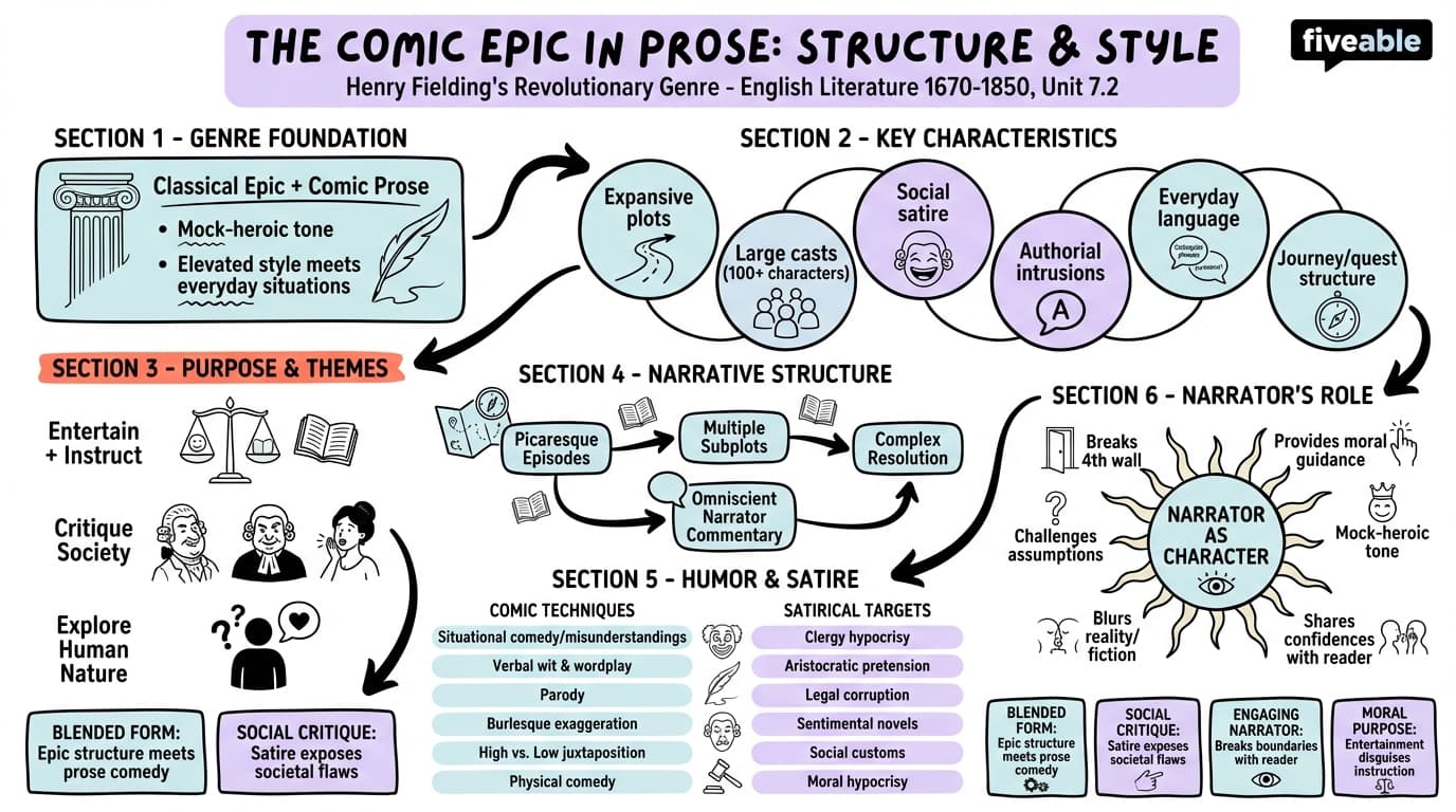 7.2 The comic epic in prose: structure and style - English Literature – 1670 to 1850 - Unit 7 visual cheatsheet