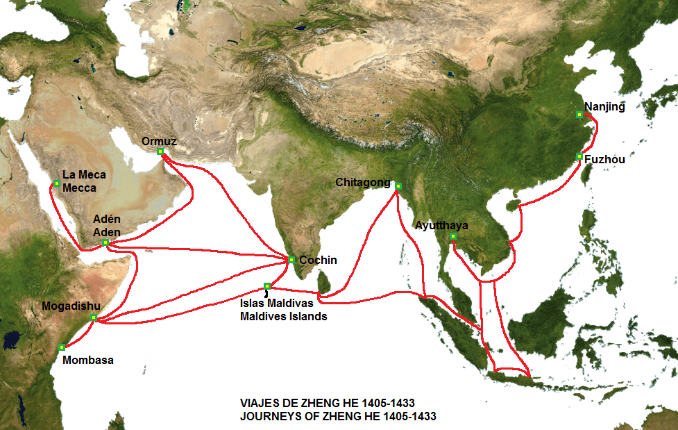 Zheng He voyages map — AP World History