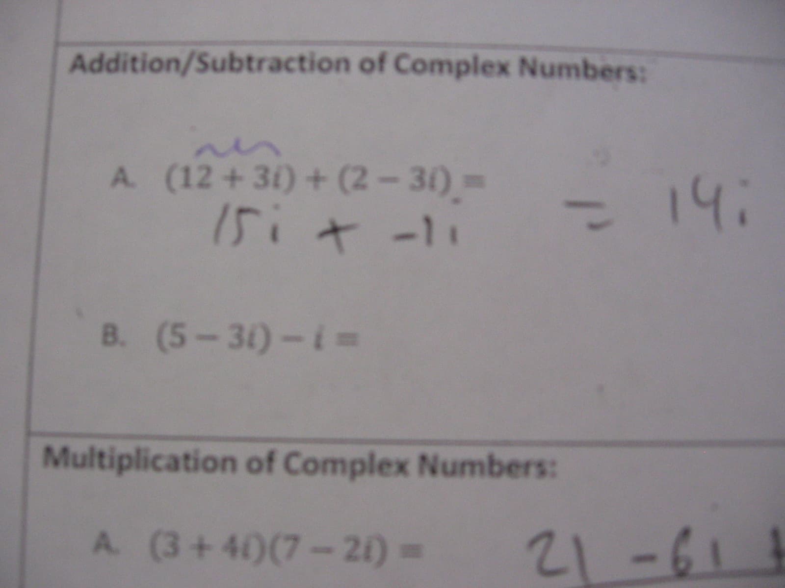 Complex Numbers | College Algebra Class Notes | Fiveable