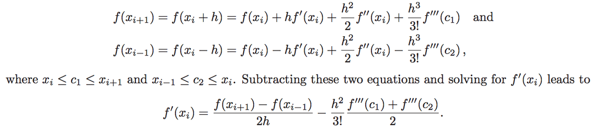 Numerical differentiation | Computational Mathematics Class Notes